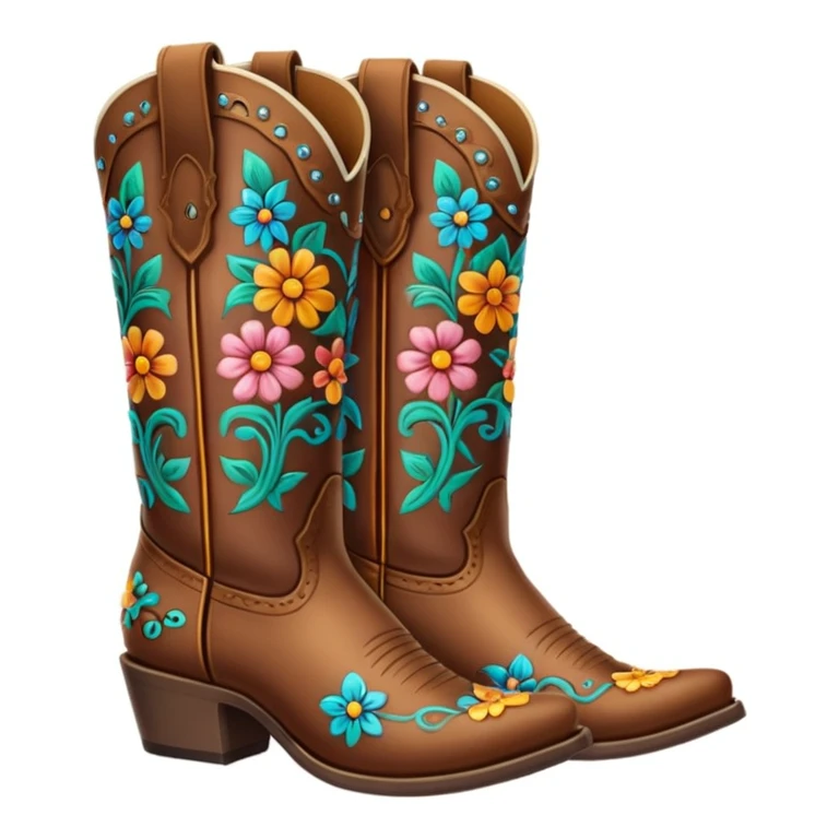 Cowboy boots with flowers in then emoji