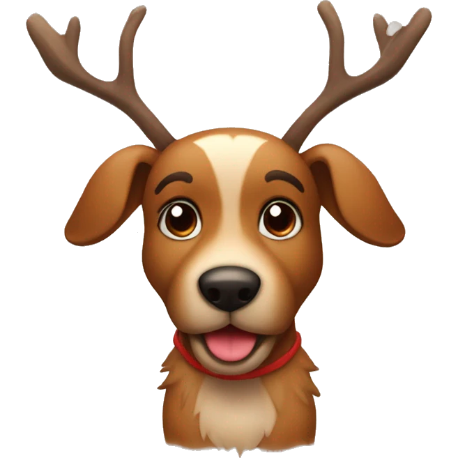 Cute Rudolph the deer with a brown furry dog emoji