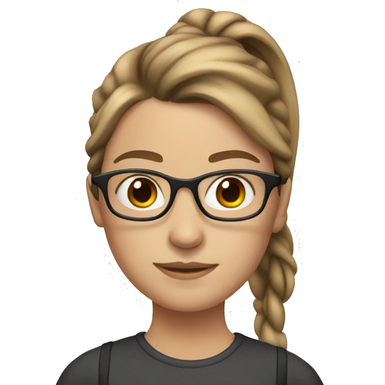 white girl with brown hair ponytail and glasses emoji