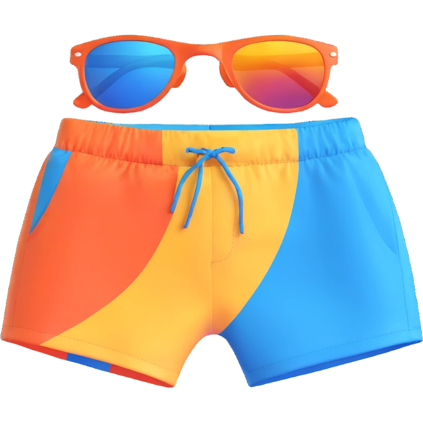 beach swim shorts and separate sunglasses arranged together in same image emoji