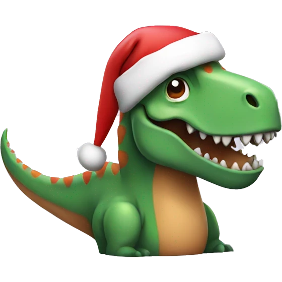 Dinosaur with Christmas hat emoji