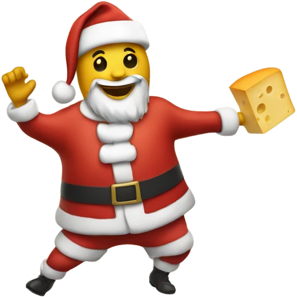 cheese dancing with Santa hat emoji