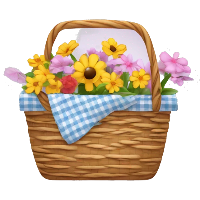 cute picnic basket with flowers emoji