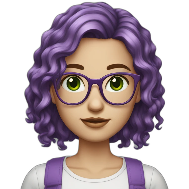 white-girl-purple-wavy-hair-green-eyes-square-glasses emoji