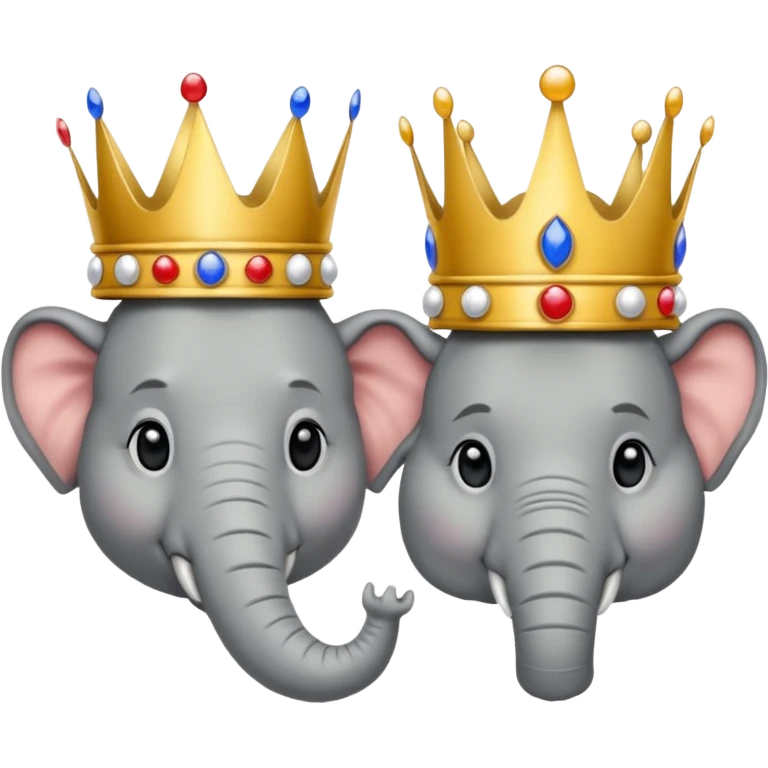 (Democratic Party) elephant facing (Republican Party) donkey neither wearing a crown.  Put face of Donald Trump wearing a crown in between them emoji