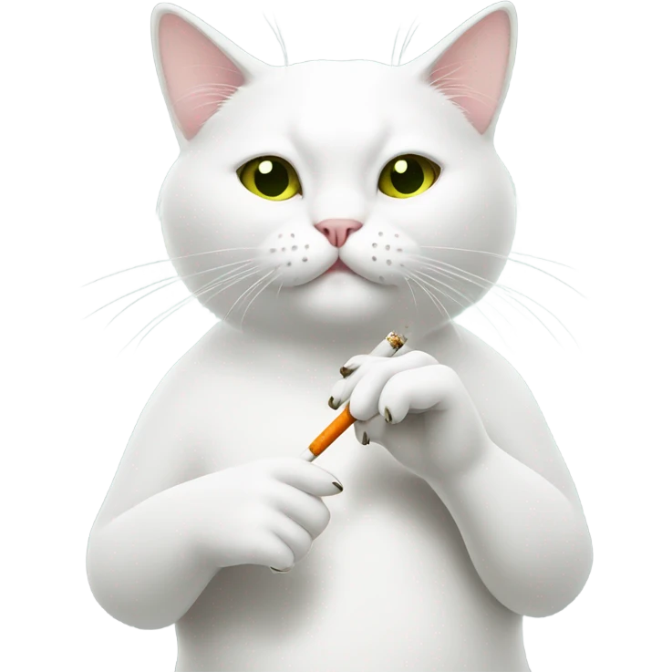 White cat smoking a joint emoji