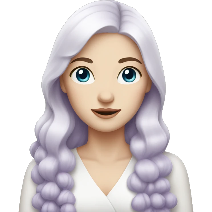 Woman with pale skin, lavender eyes, and white hair emoji