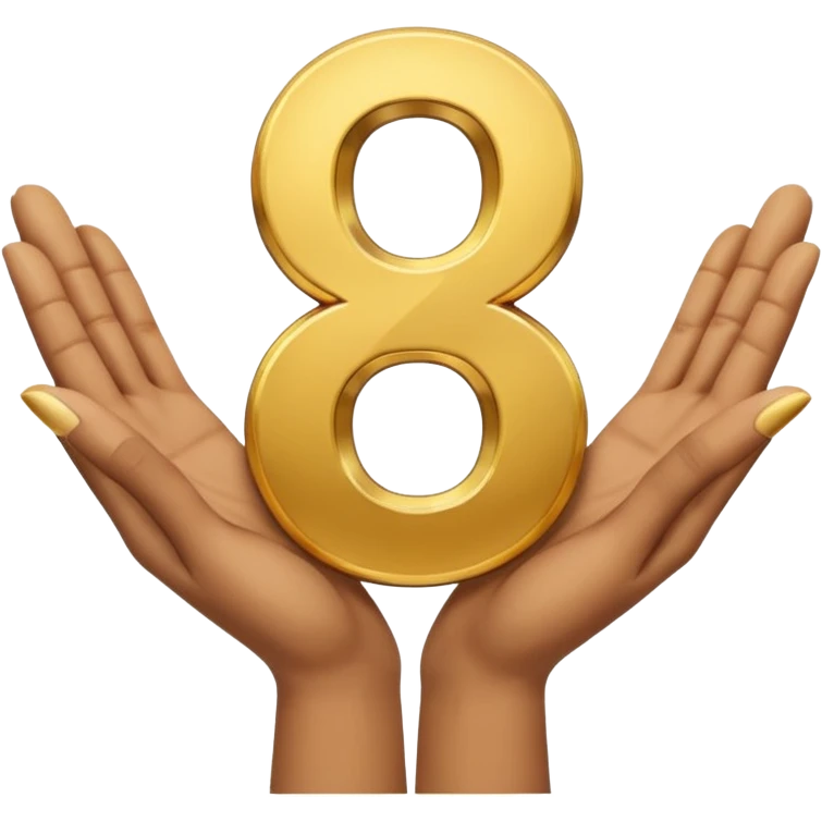 Two open separate hands. The one on the left has the number 6 on top of it floating and the other one has 7 on top of it floating emoji