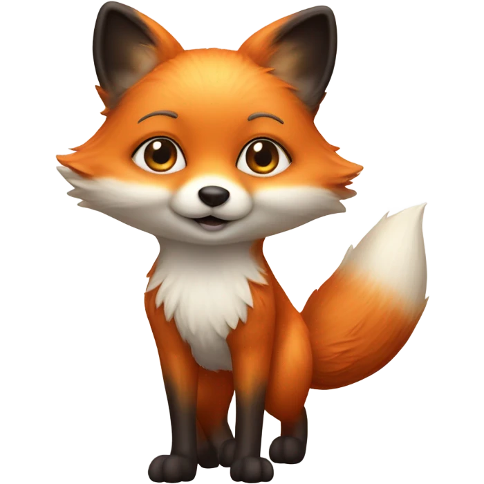 photorealistic detailled kawaii fox full body emoji