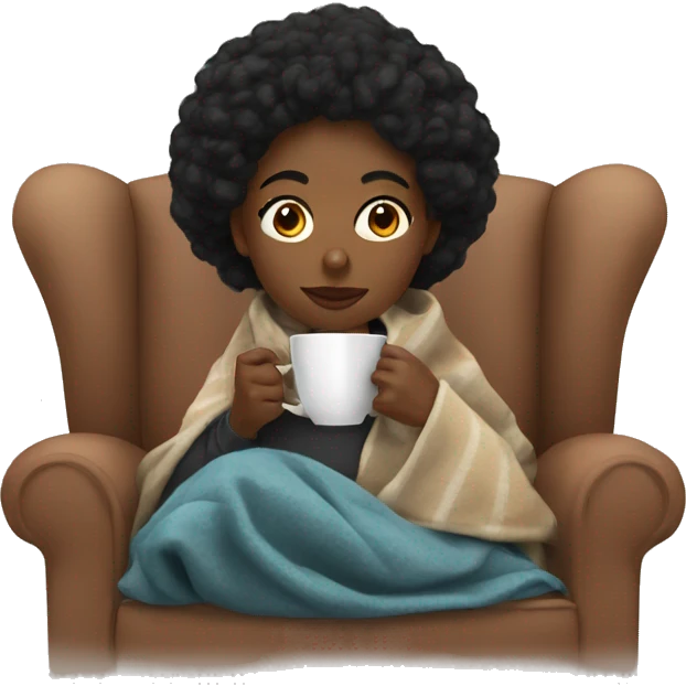 black woman sipping tea in a blanket emoji