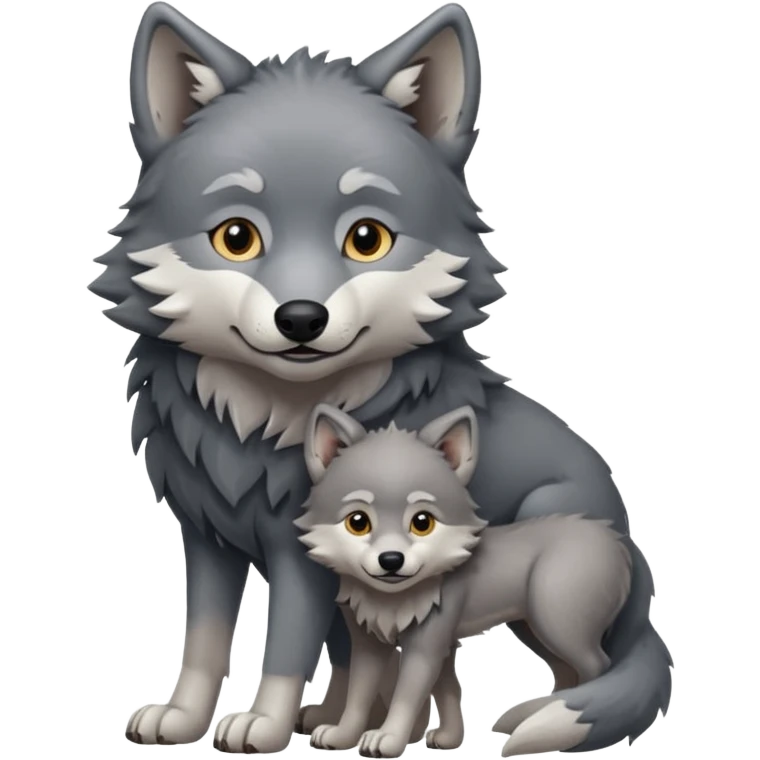 Loup avec son bébé loup emoji