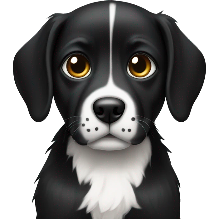 Cachorro preto e branco com olho preto emoji