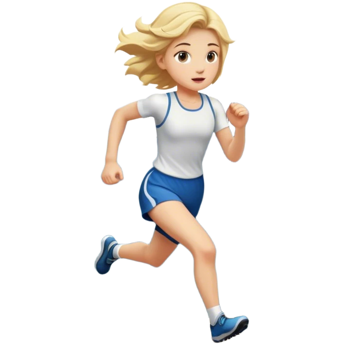 Chica rubia corriendo por la montaña emoji