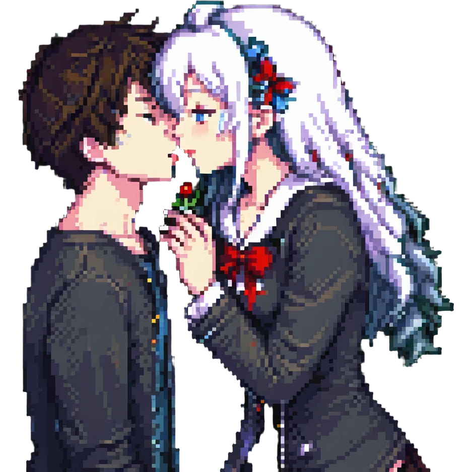anime girl kissing boy emoji