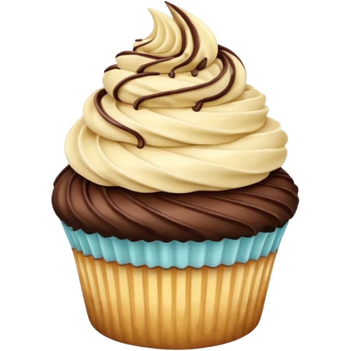 Vanilla cupcake with vanilla & chocolate twist frosting  emoji