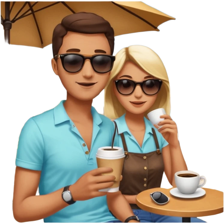 People outside a coffee shop on a patio emoji