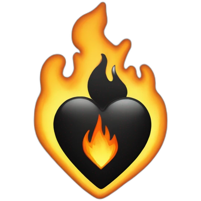 Black heart on fire with signature H33 emoji