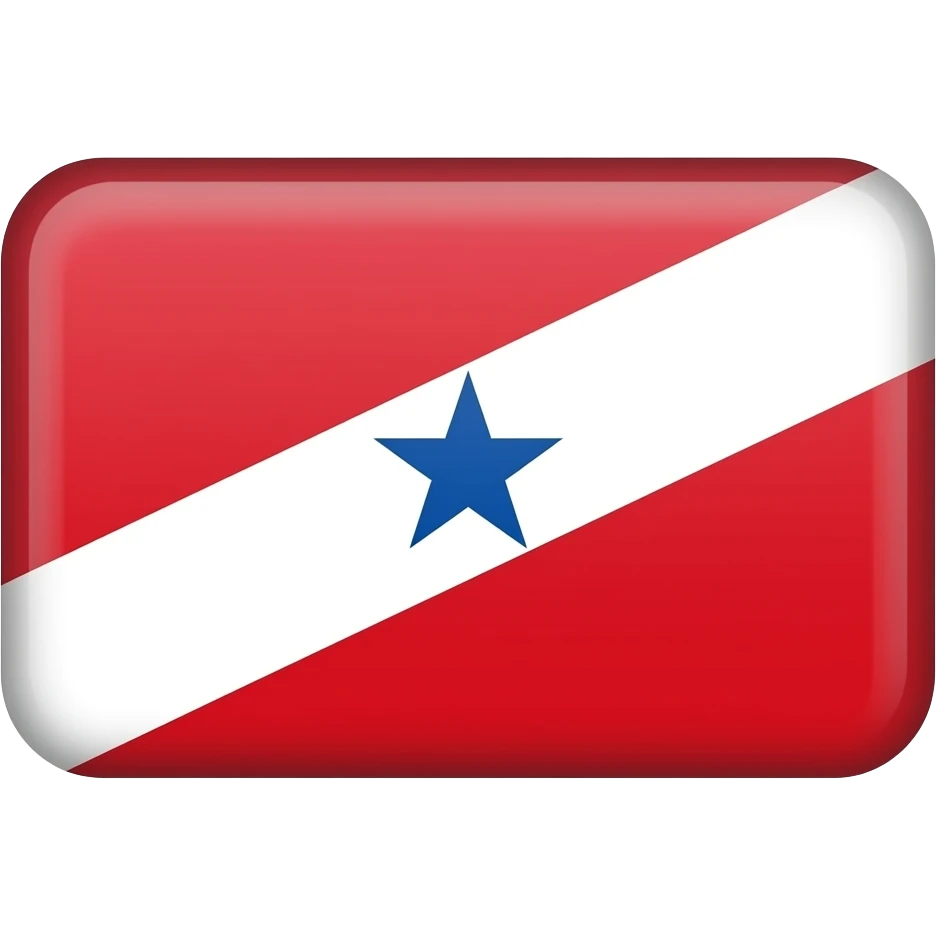 A bandeira do do Pará tem que ser retangular os lados vermelho  no meio uma faixa branca na diagonal e uma estrela azul no meio da faixa branca emoji