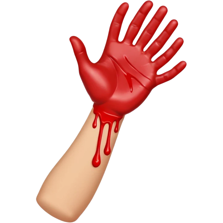 Flexed arm with red paint dripping from hand emoji