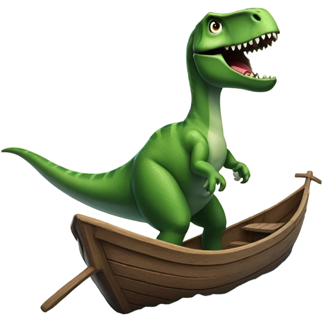 Dinosaur riding a boat emoji