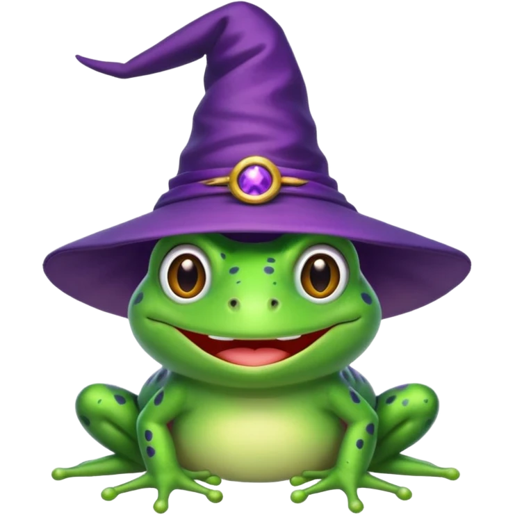 frog wear purple wicth hat emoji