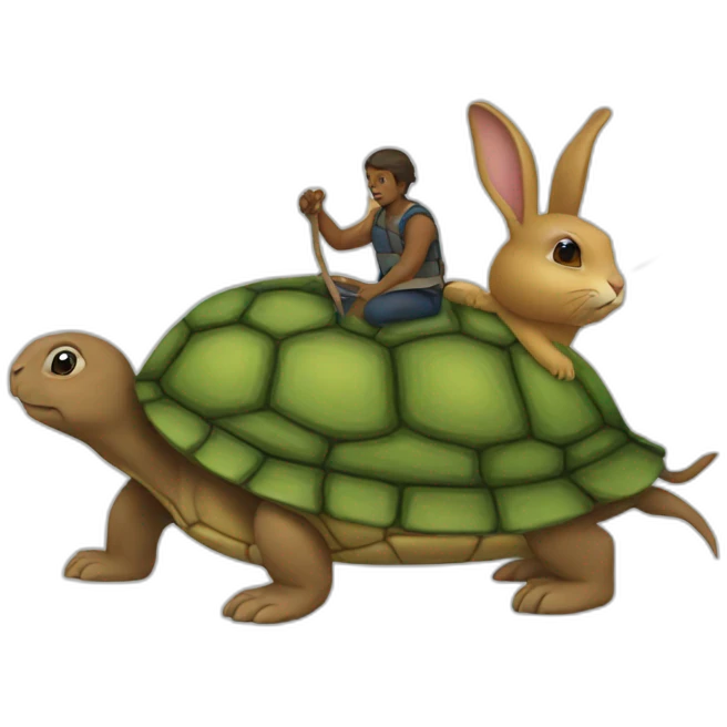 Rabbits ride turtles. emoji