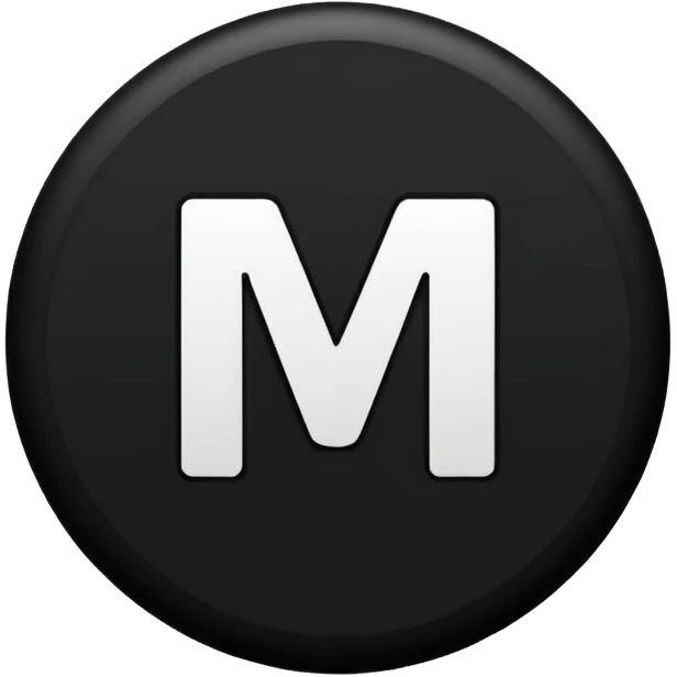 Black Circle with MB written on it emoji