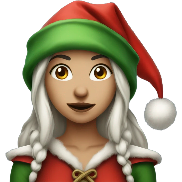 rogue female elf fantasy wearing santa hat emoji