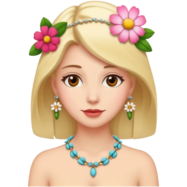 woman with a flower necklace emoji