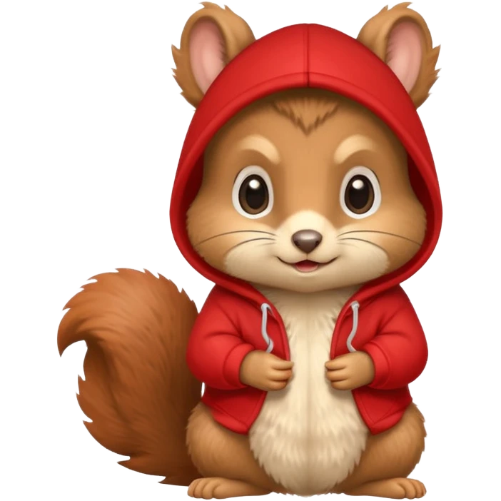 baby squirrel wear red hoodie emoji