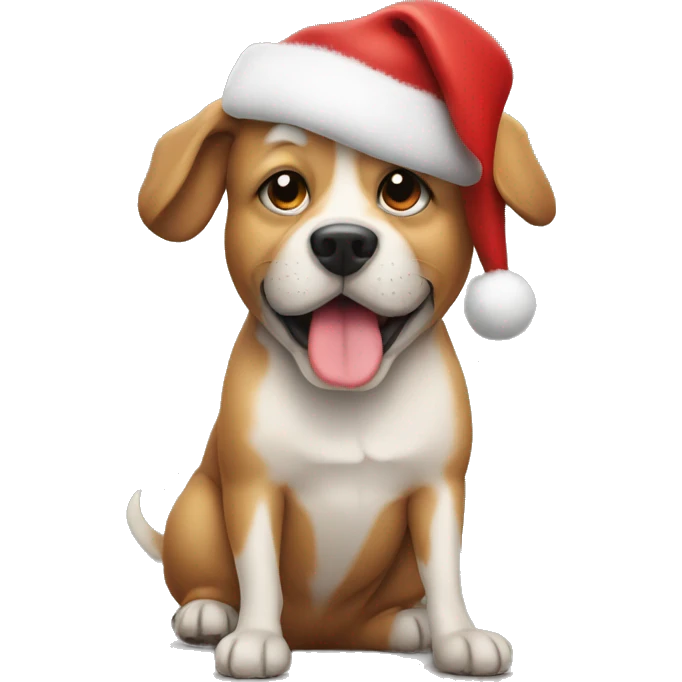 Dog with christmas hat emoji