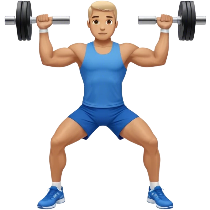 man with blue shorts doing side-lateral raise (T pose) with light dumbbells emoji