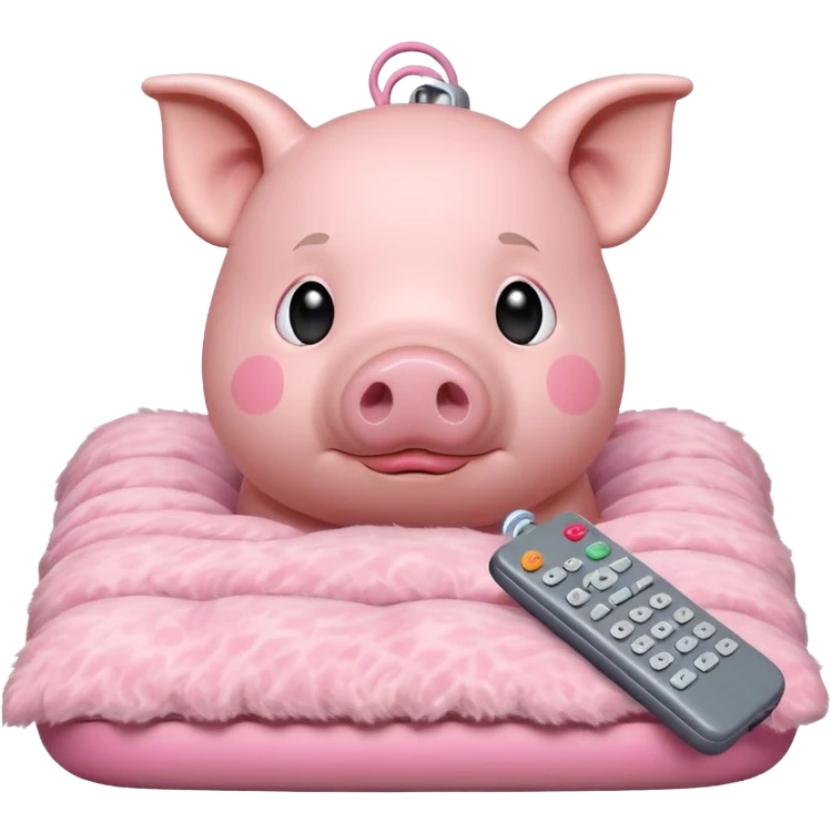 Pig on a bed with remote control  emoji