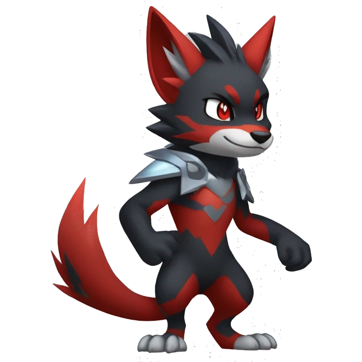 Black Cool Edgy Anthro Quilava Litten Zoroark Zorua Fakémon  with White and Red Edgy markings emoji