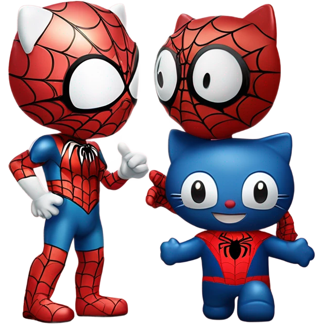 Hello kitty kissing spidernan emoji
