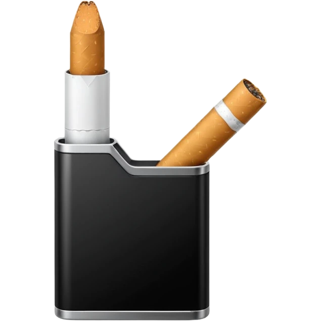 Minimalistic futuristic cigarette emoji, metallic black and white, sleek reflective surface, flat vector, high contrast, minimal design
 emoji