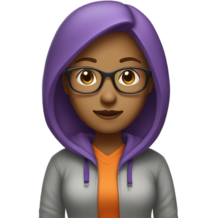  it specialist woman with glasses purple hair orang hoodie emoji