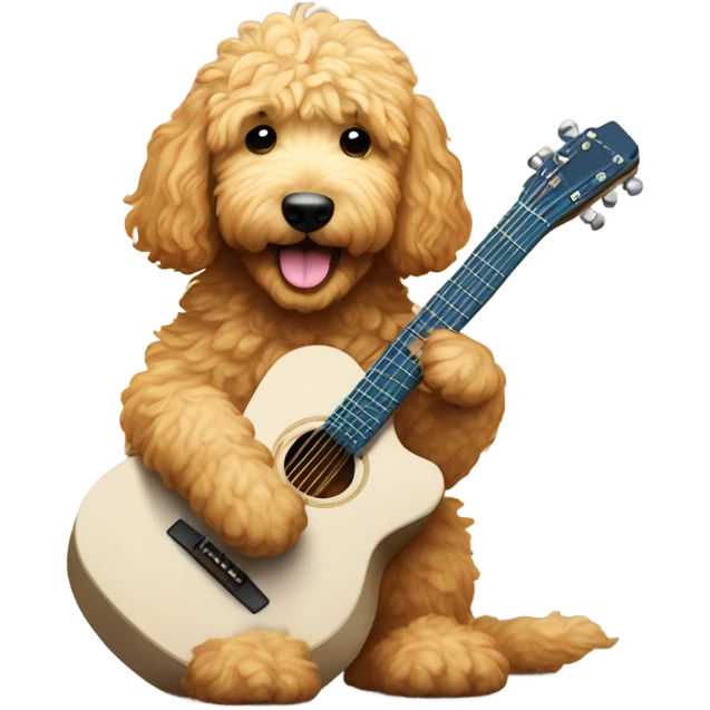 Golden doodle playing guitar  emoji