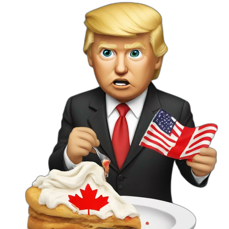 Donald trump eating canadian flag emoji