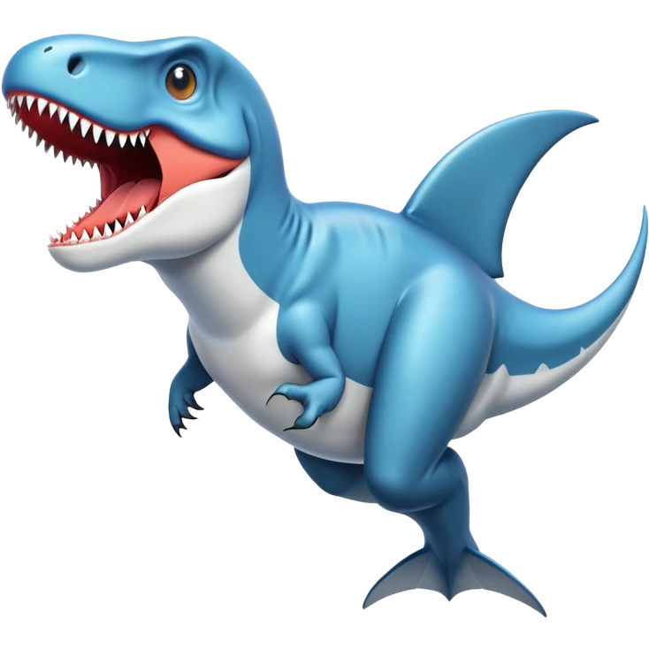 Flying t-rex with shark head emoji