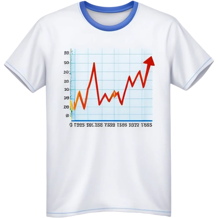 fashion t-shirt in front of a stock market trend line, representing fashion trends like a stock chart emoji