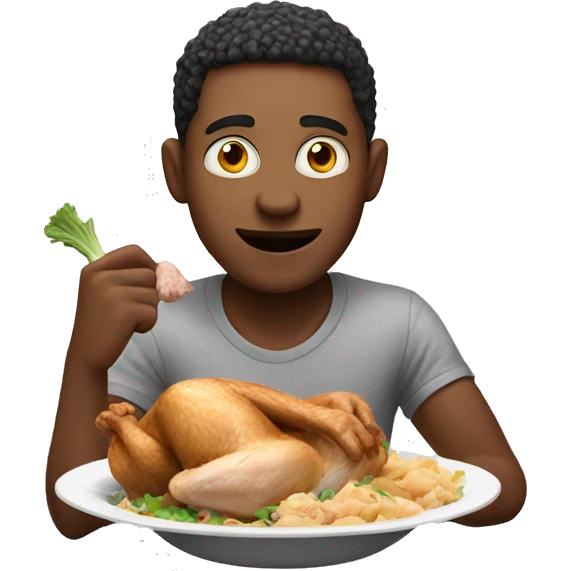 Guy eating chicken ￼ emoji