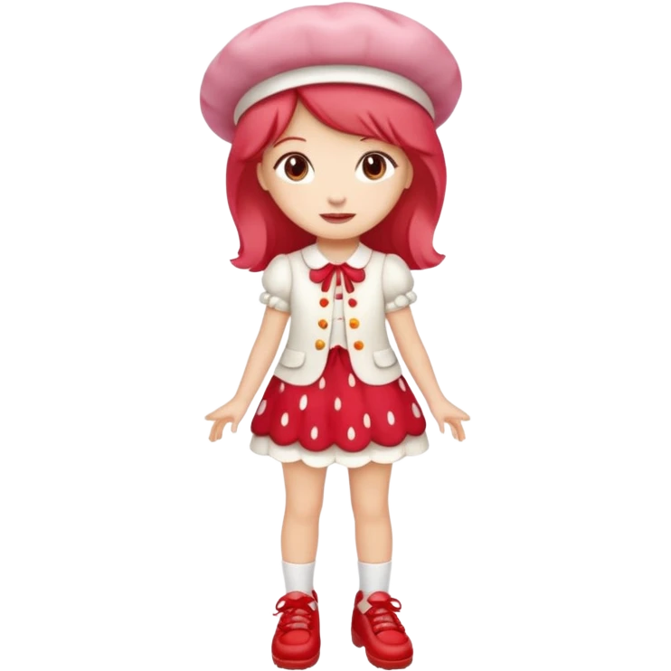 pretty and cute realistic modern day strawberry shortcake full body with red shoes emoji emoji