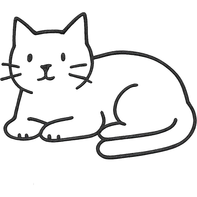 a hand drawn cat lying down emoji
