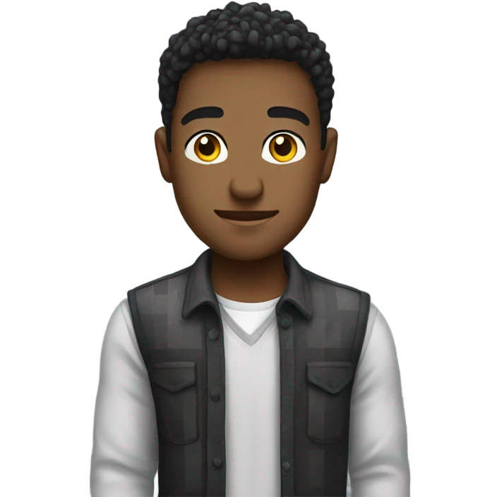pixelated young man standing with the  emoji