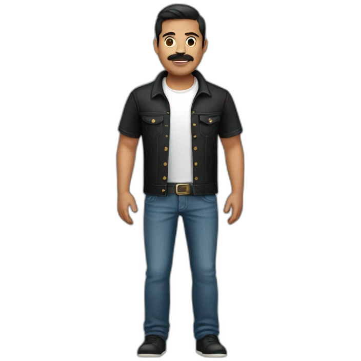 a full body mexican gentleman with black Tshirt and jeans emoji