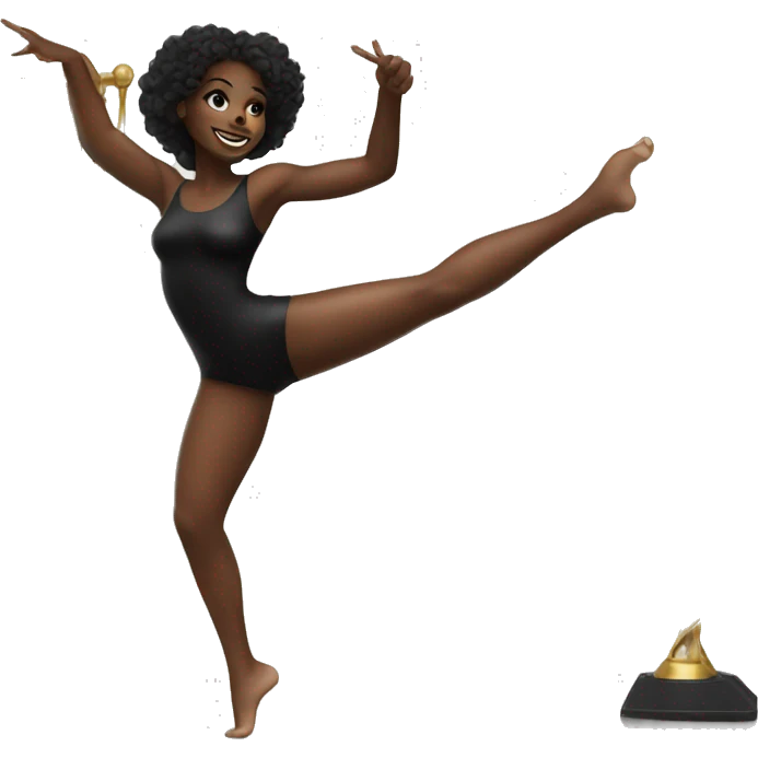 1 Dancing Black girl in black bodysuit with hourglass shape. emoji