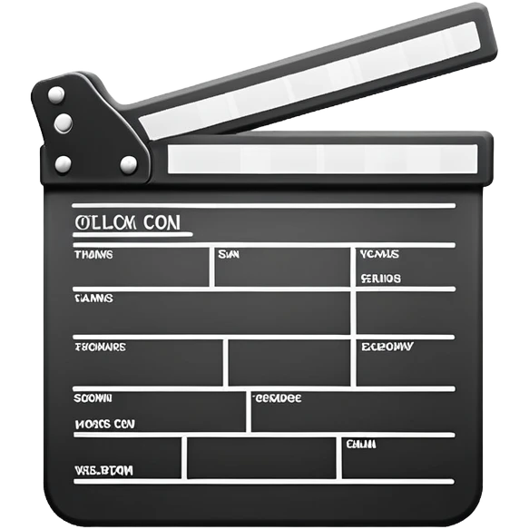 side view of film slate outline, just essential black lines, no color or fill emoji