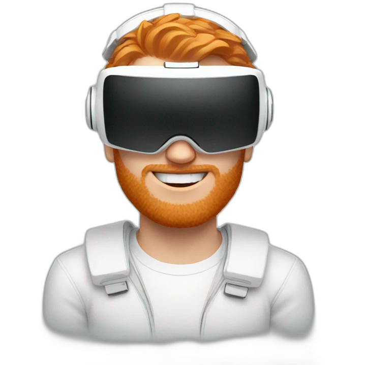 Ginger guy wearing white VR headset emoji