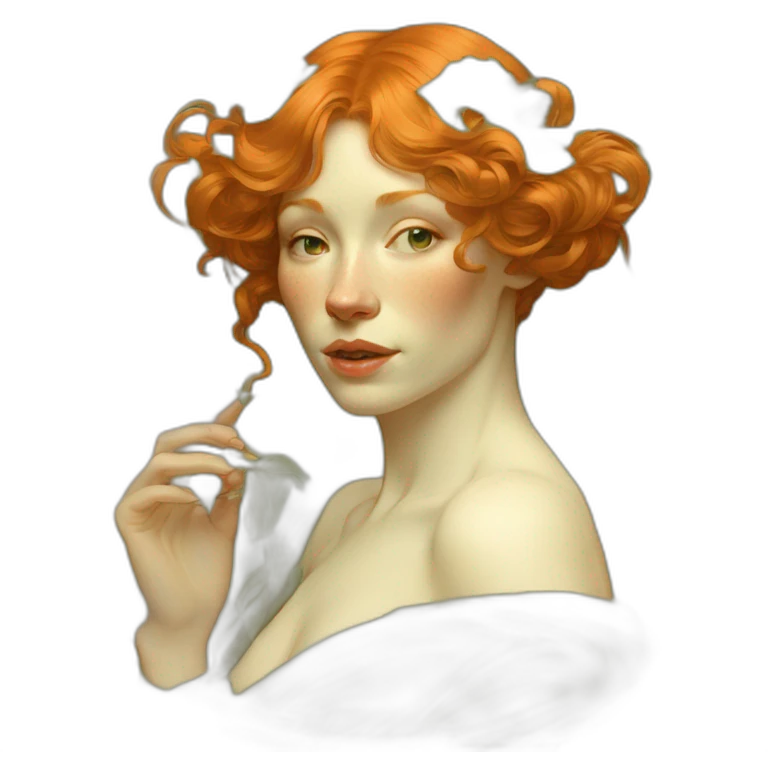 Ginger woman alphonse mucha emoji